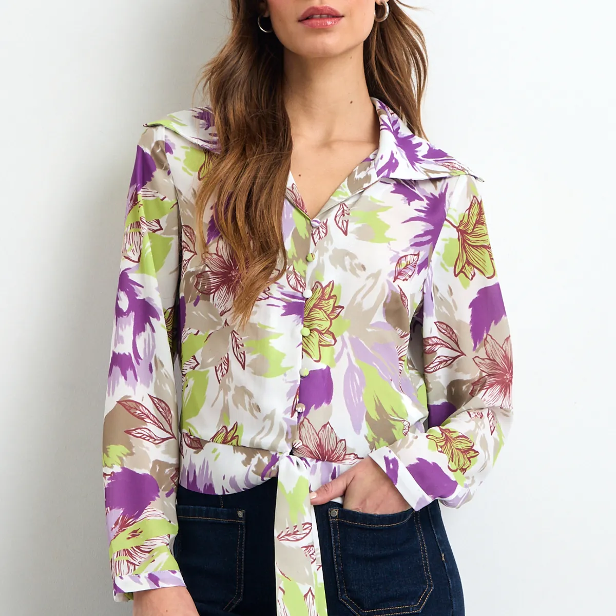 IO - Blusas Manga Larga Mujer Morado Io