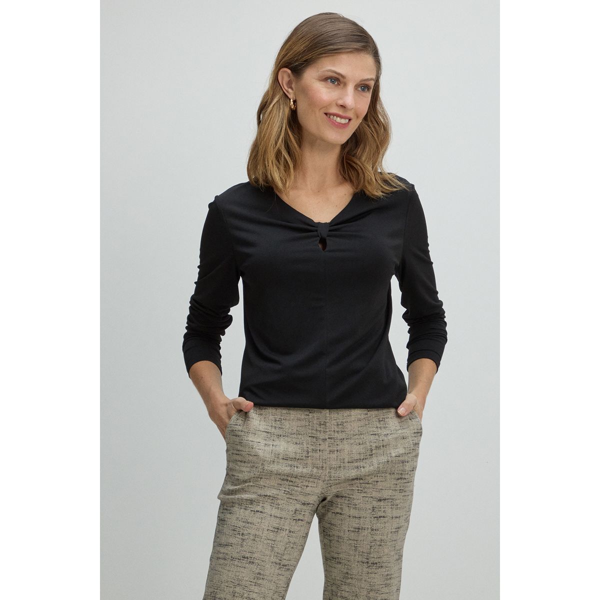 MA GRIFFE - Polera Manga Larga Mujer Negro Magriffe