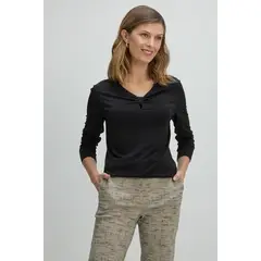 MA GRIFFE - Polera Manga Larga Mujer Negro Magriffe