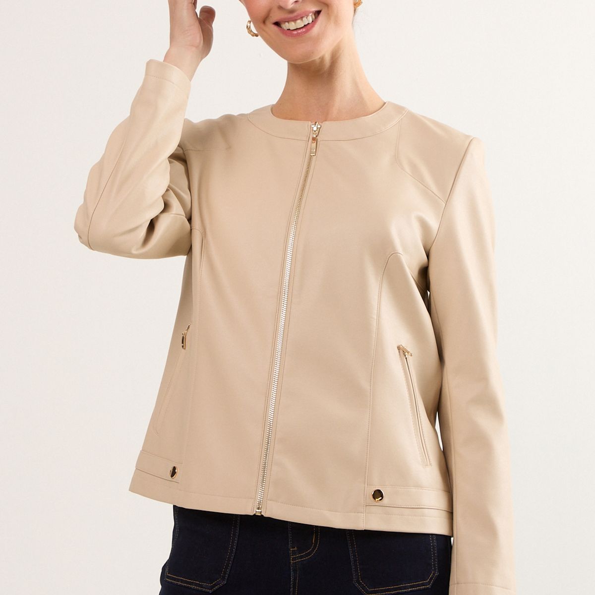 MA GRIFFE - Chaqueta Mujer Beige Magriffe