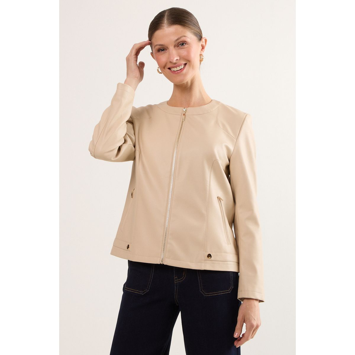 MA GRIFFE - Chaqueta Mujer Beige Magriffe