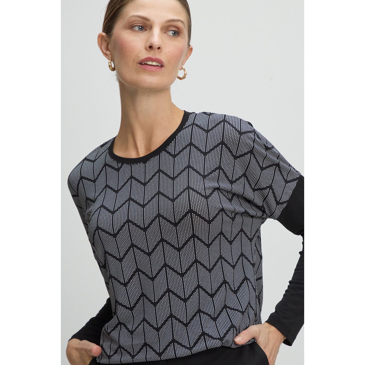 MA GRIFFE - Polera Manga Larga Mujer Negro Magriffe