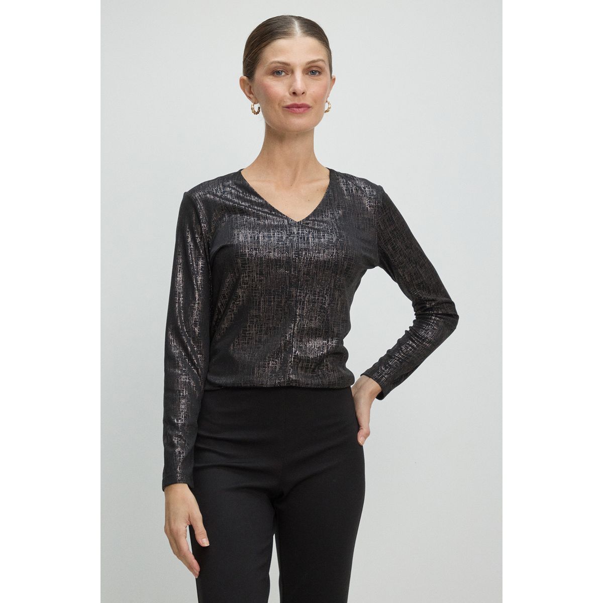 MA GRIFFE - Polera Manga Larga Mujer Negro Magriffe