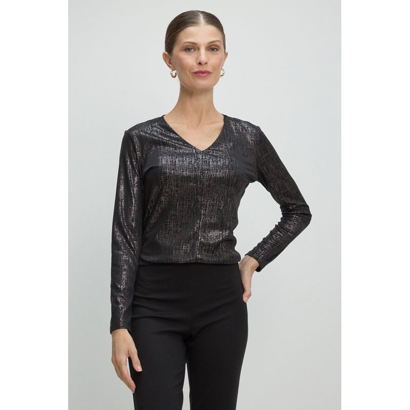 MA GRIFFE - Polera Manga Larga Mujer Negro Magriffe