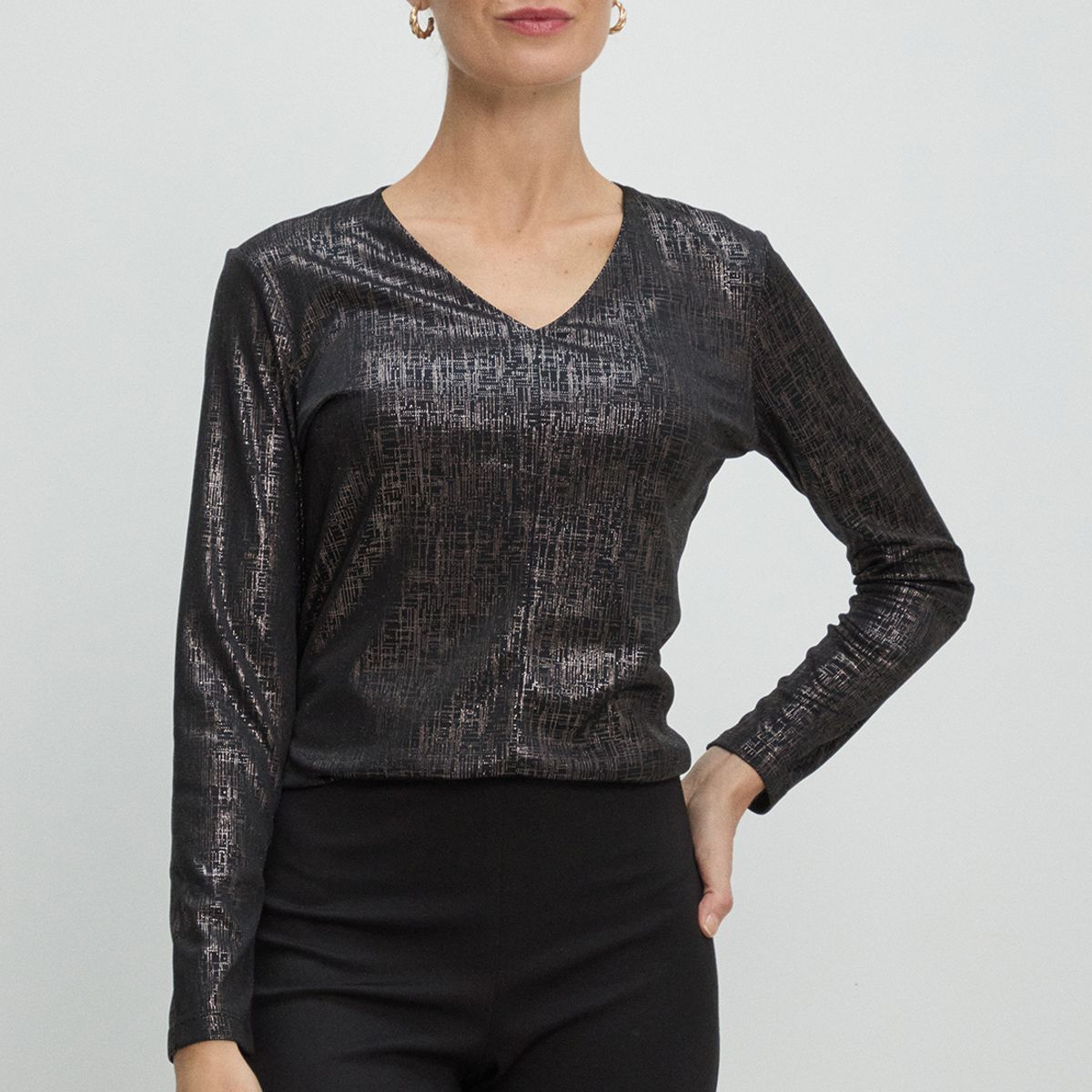 MA GRIFFE - Polera Manga Larga Mujer Negro Magriffe