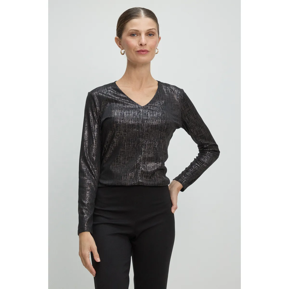 MA GRIFFE - Polera Manga Larga Mujer Negro Magriffe