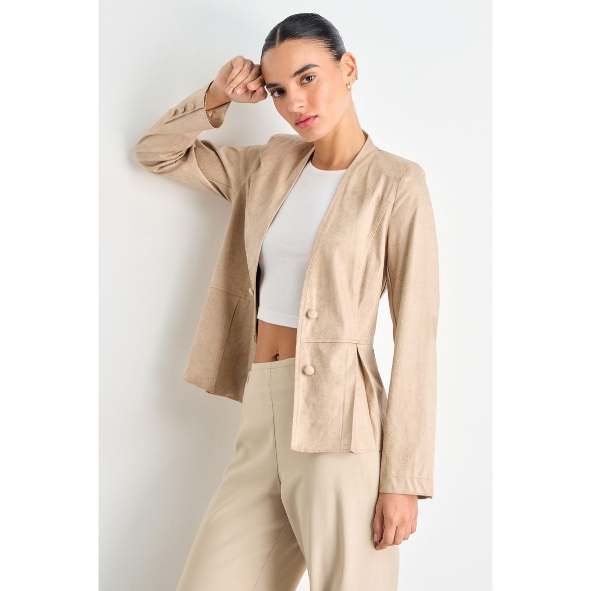 IO - Chaqueta Mujer Beige Io
