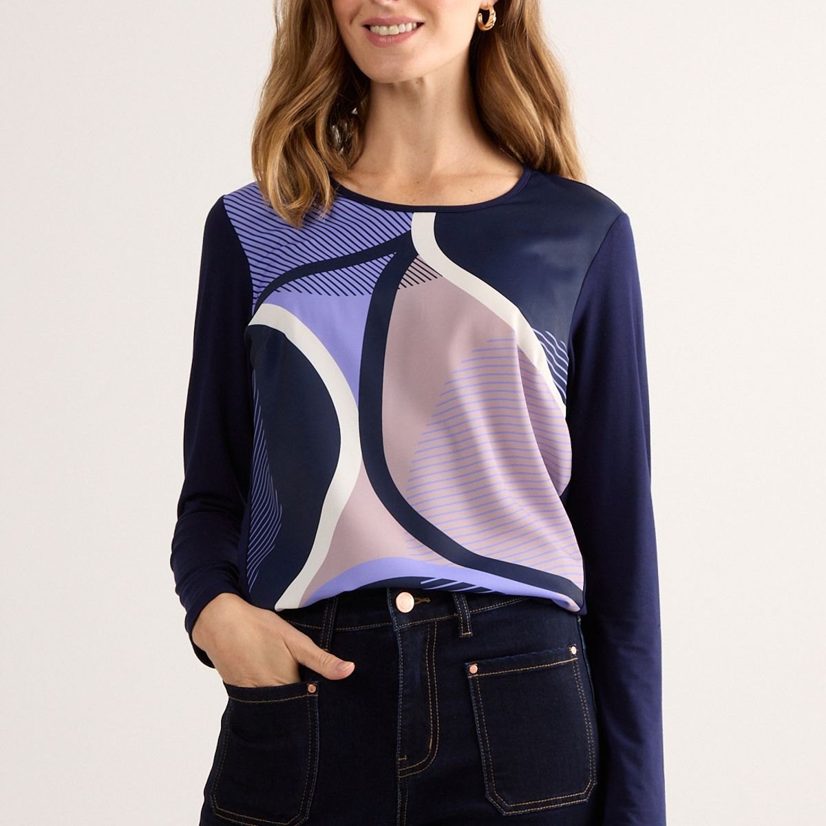 MA GRIFFE - Polera Manga Larga Mujer Azul Magriffe