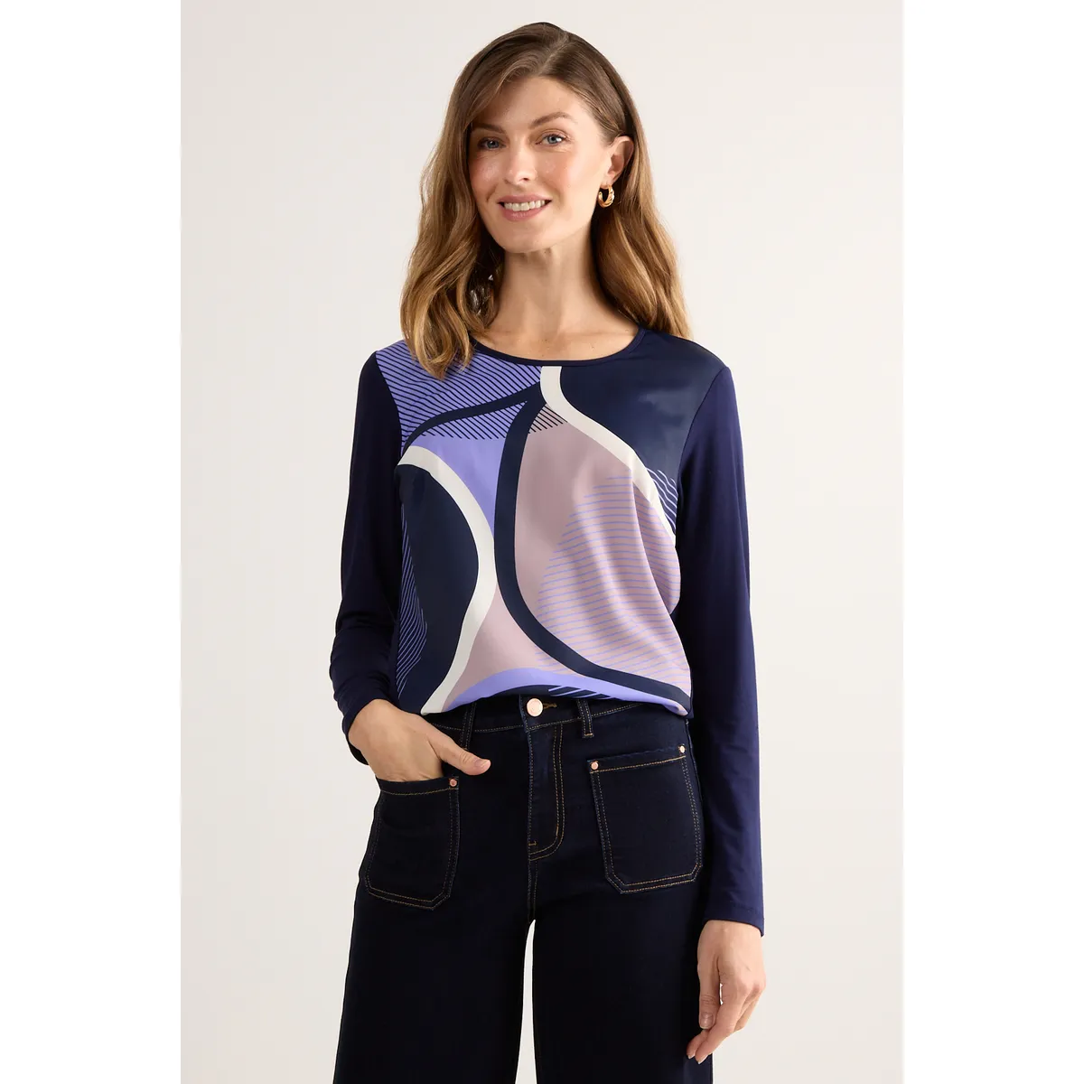 MA GRIFFE - Polera Manga Larga Mujer Azul Magriffe