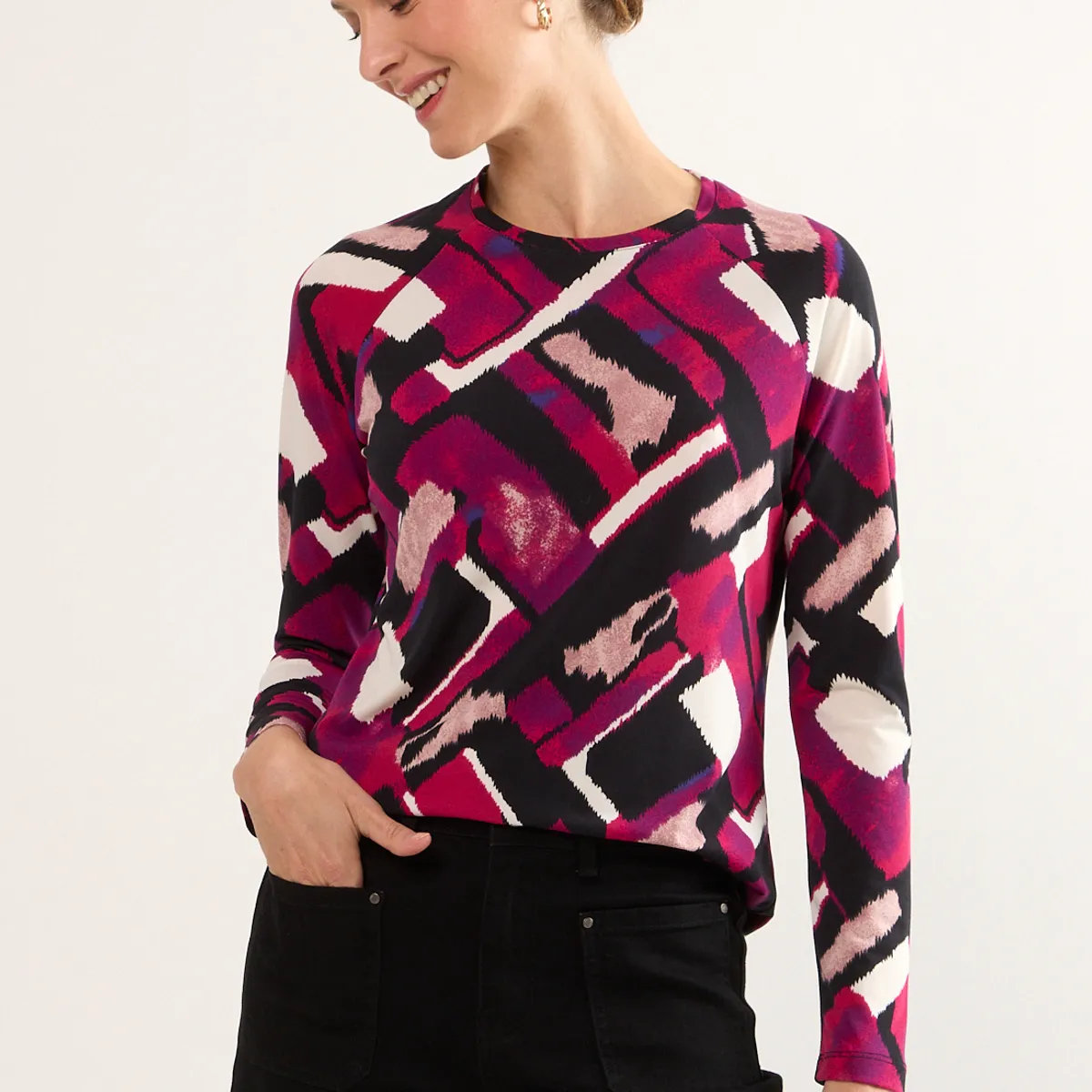 MA GRIFFE - Polera Manga Larga Mujer Negro Magriffe