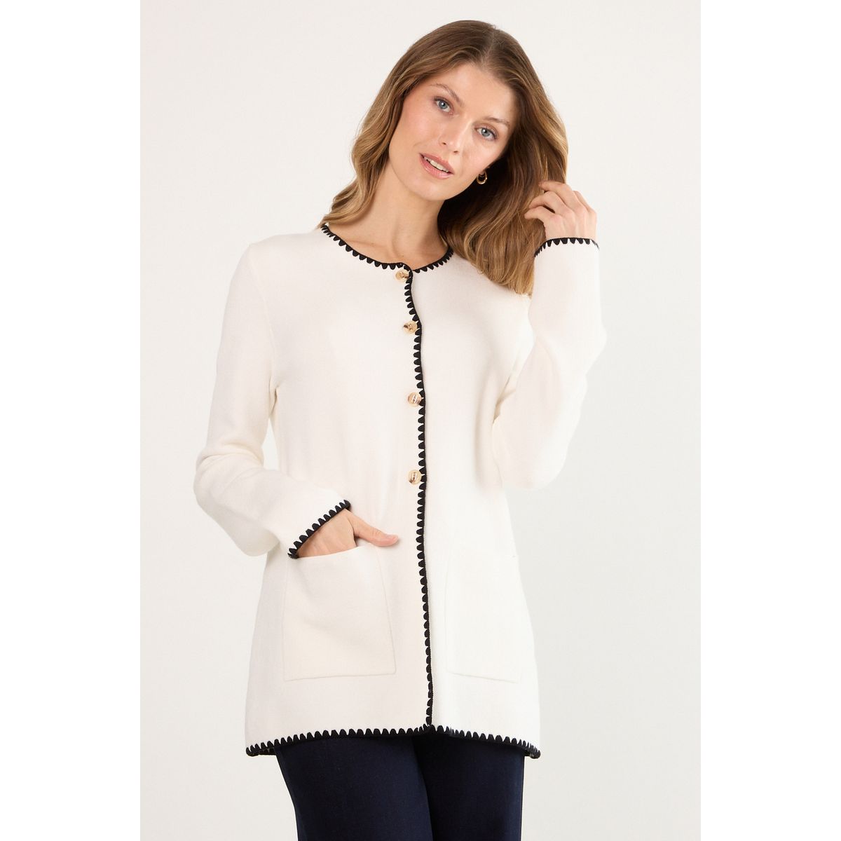 MA GRIFFE - Cardigan Mujer Crudo Magriffe
