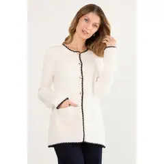 MA GRIFFE - Cardigan Mujer Crudo Magriffe