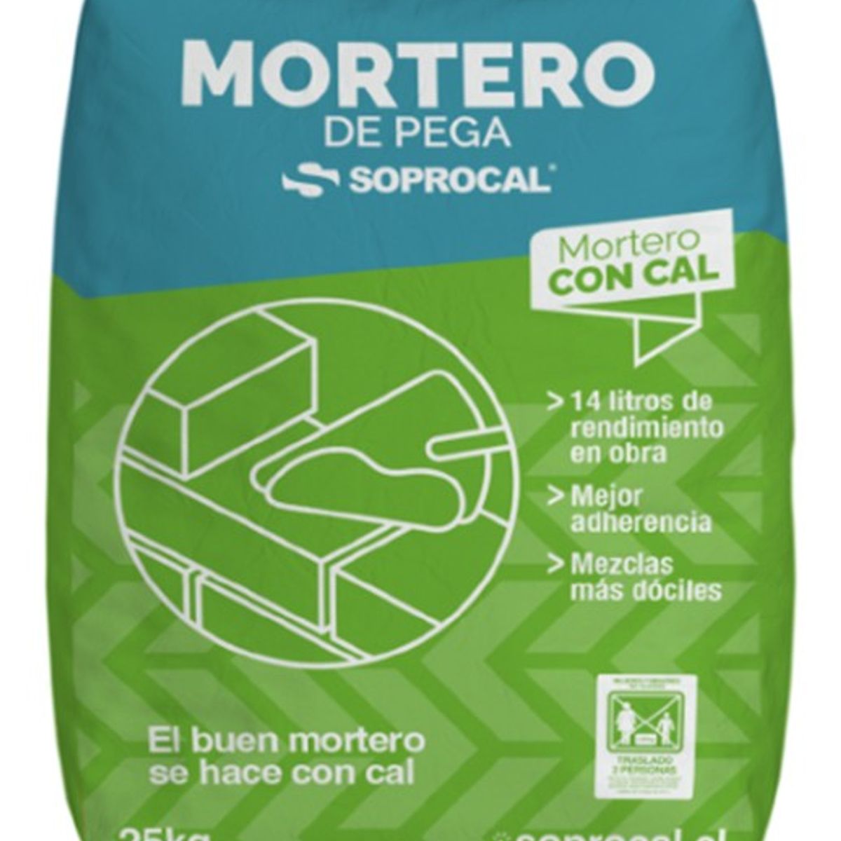 SOPROCAL - SOLO REGION METROPOLITANA  . Mortero para Pega de Ladrillos y Bloques con Cal Soprocal - 25 Kgs