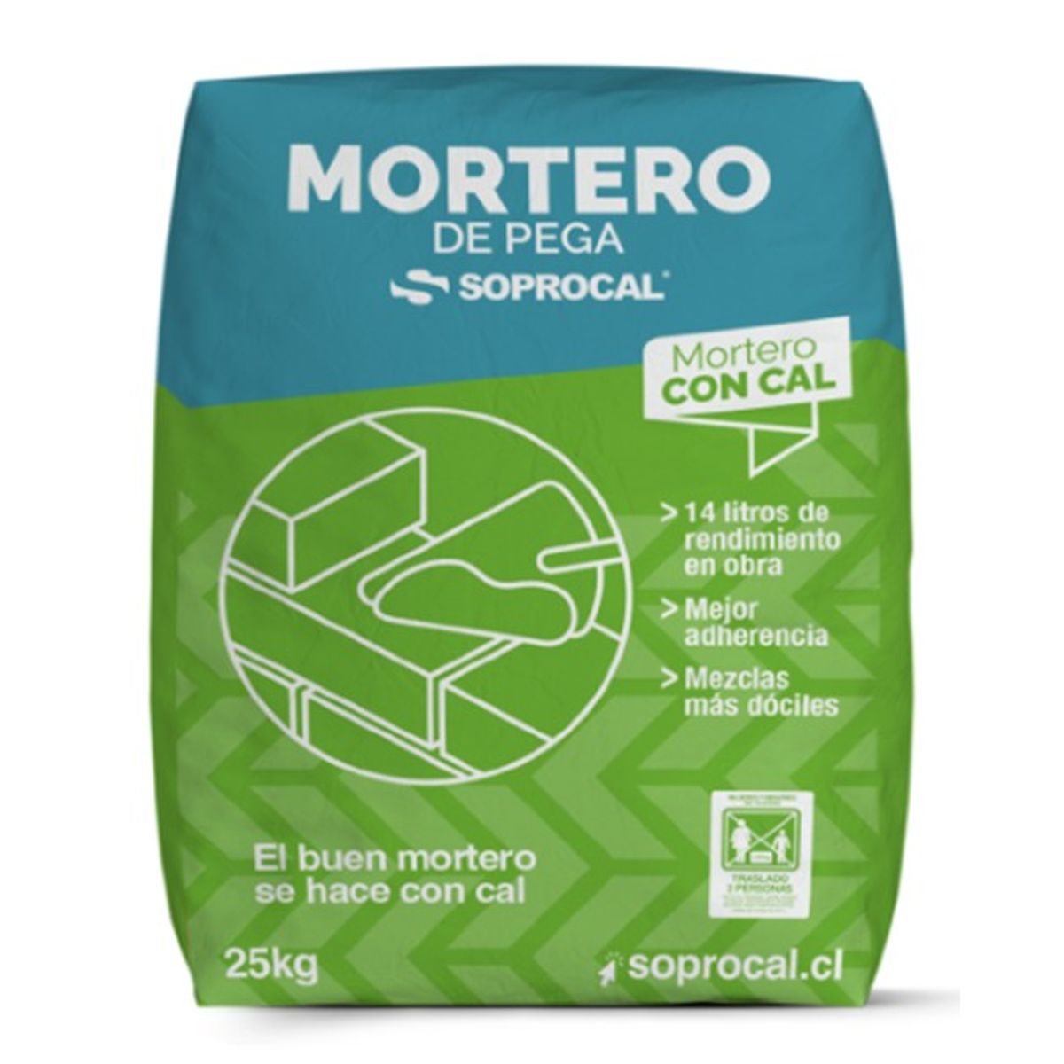 SOPROCAL - SOLO REGION METROPOLITANA  . Mortero para Pega de Ladrillos y Bloques con Cal Soprocal - 25 Kgs