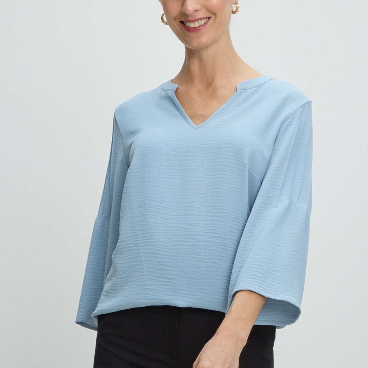 MA GRIFFE - Blusas Manga Larga Mujer Celeste Magriffe