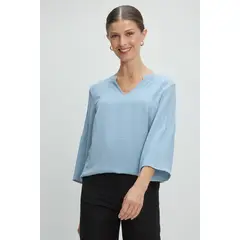 MA GRIFFE - Blusas Manga Larga Mujer Celeste Magriffe