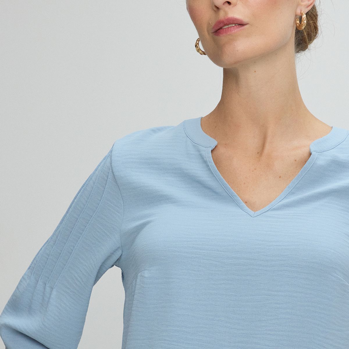 MA GRIFFE - Blusas Manga Larga Mujer Celeste Magriffe