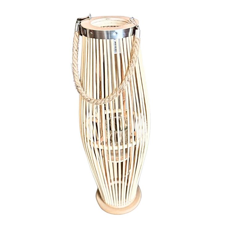 BOHEMIK - Lámpara Porta Vela Farol Berenguela Bambú