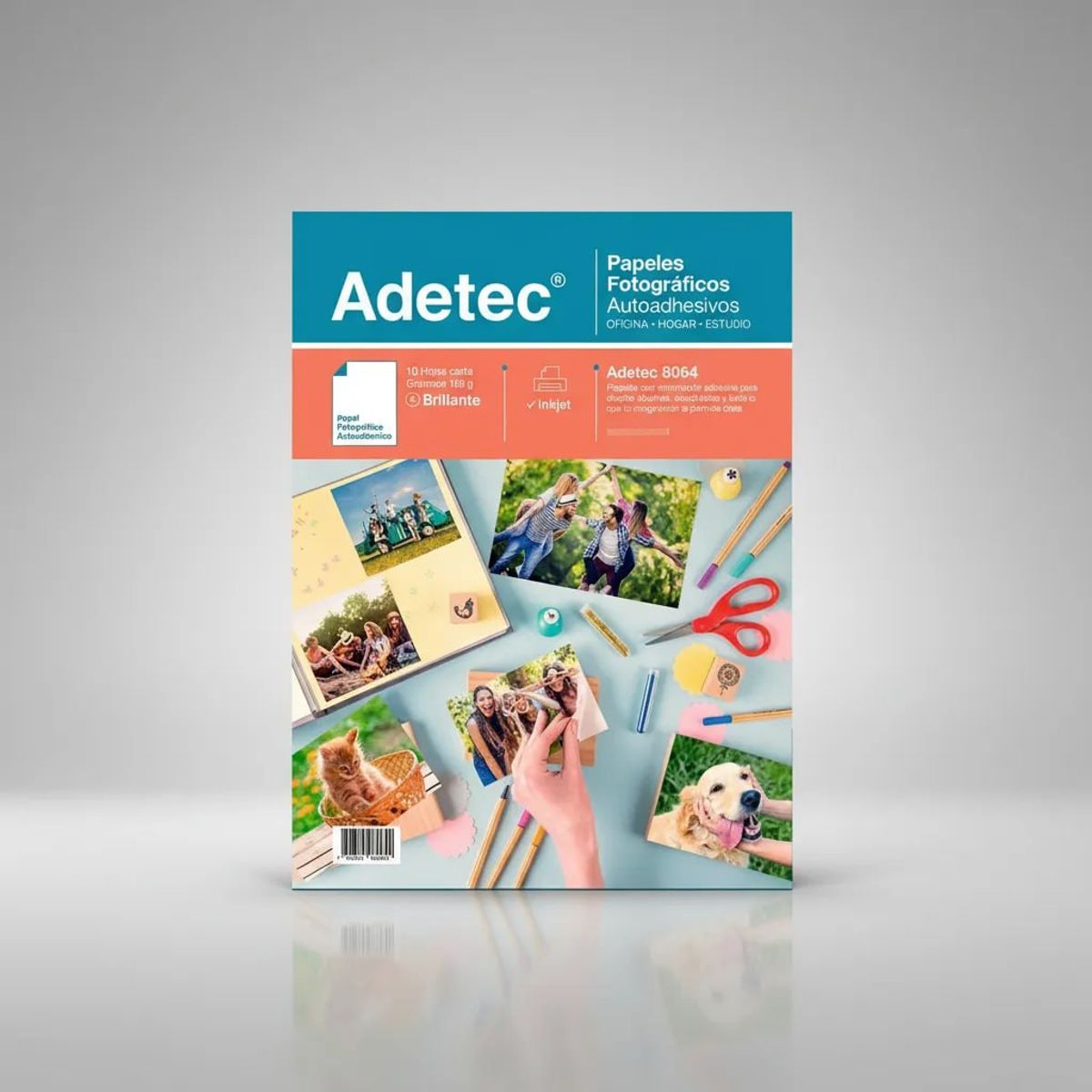 ADETEC - Papel Fotográfico Autoadhesivo Glossy 10 Hojas 180 g