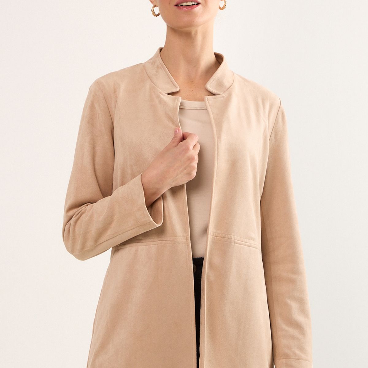 MA GRIFFE - Tapado Abierto Mujer Beige Magriffe