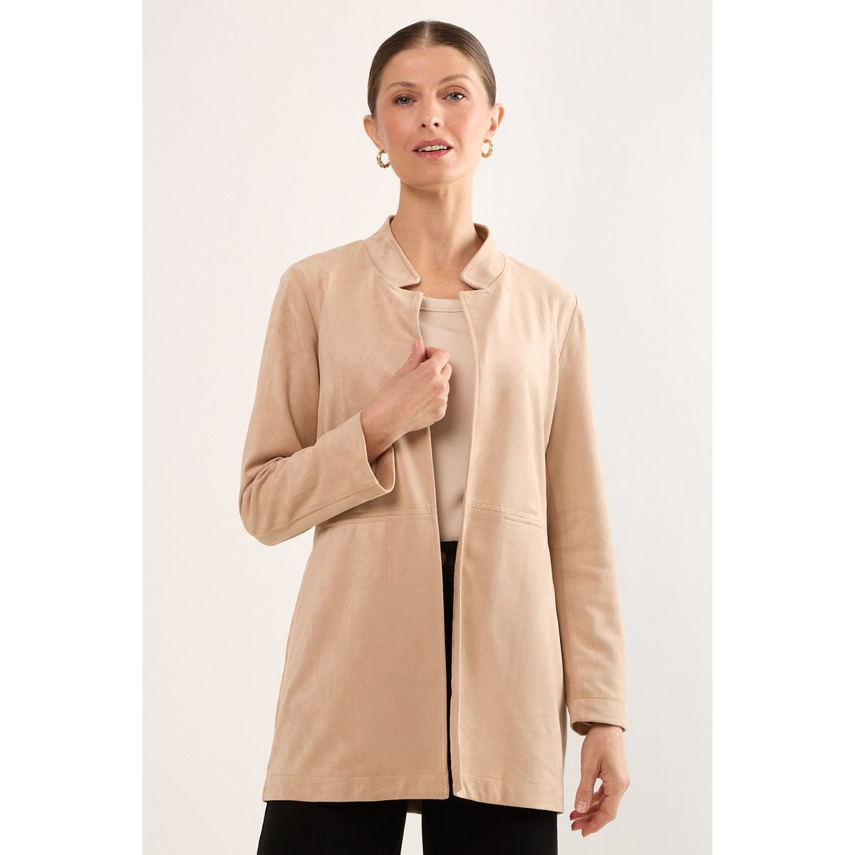 MA GRIFFE - Tapado Abierto Mujer Beige Magriffe