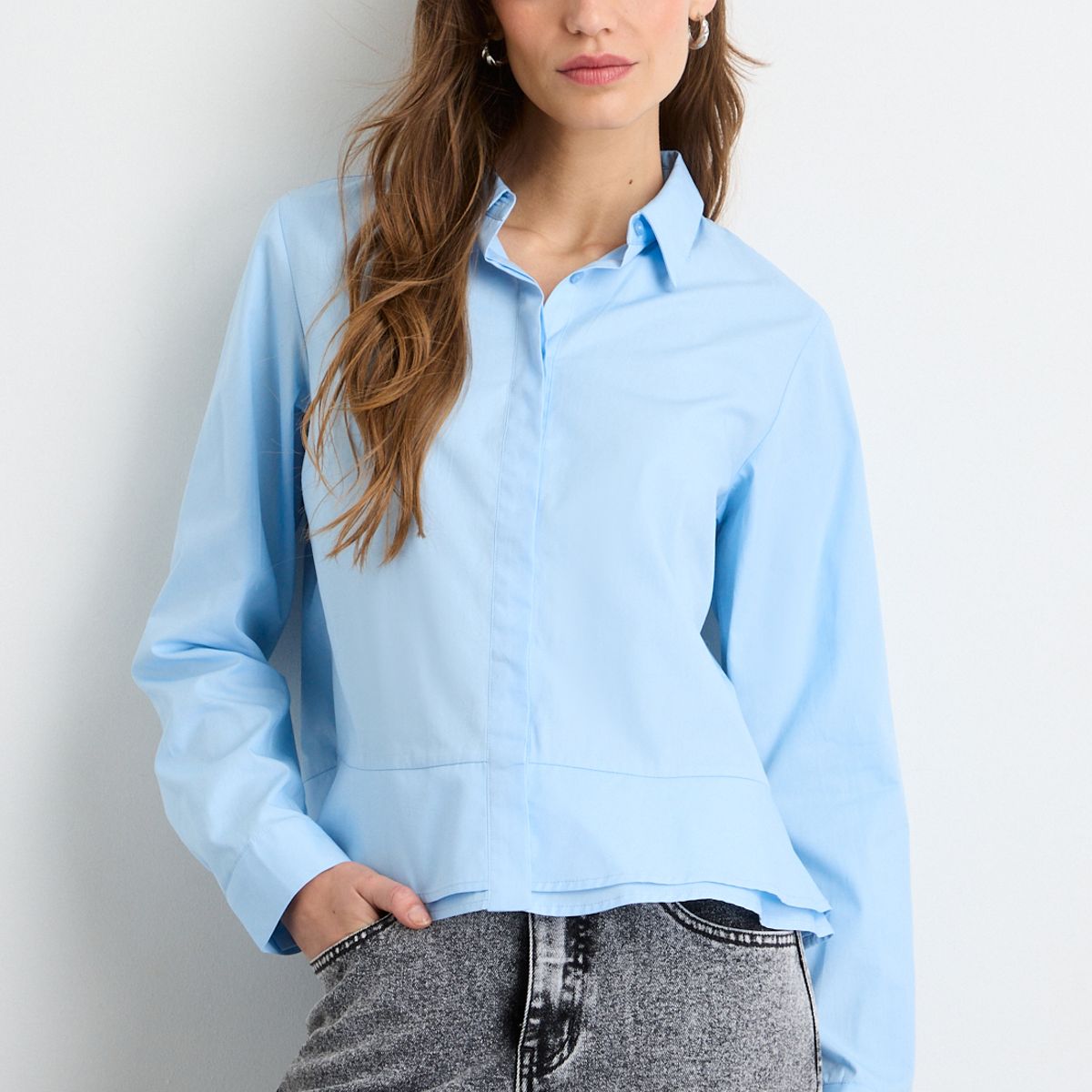 IO - Blusas Manga Larga Mujer Celeste Io