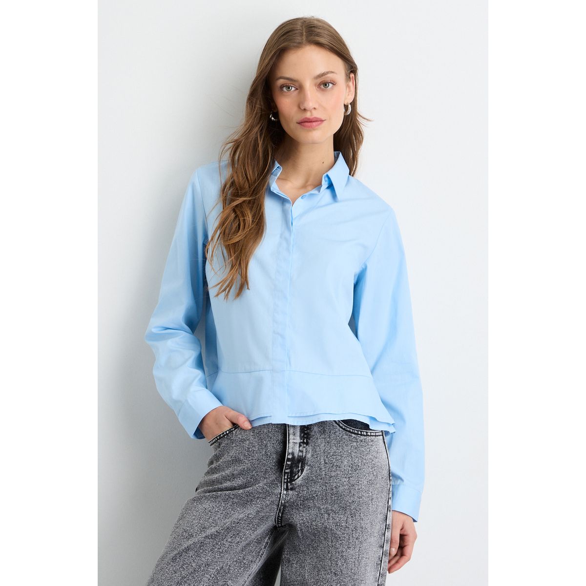 IO - Blusas Manga Larga Mujer Celeste Io