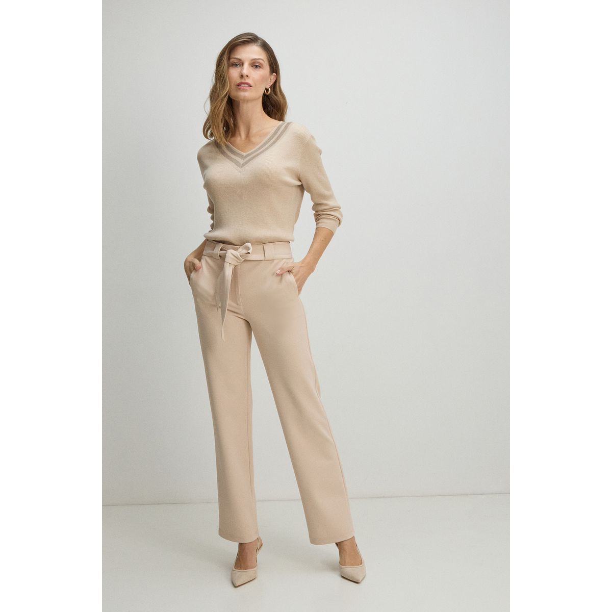 MA GRIFFE - Pantalon Mujer Beige Magriffe