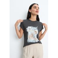 Polera Manga Corta Mujer Gris