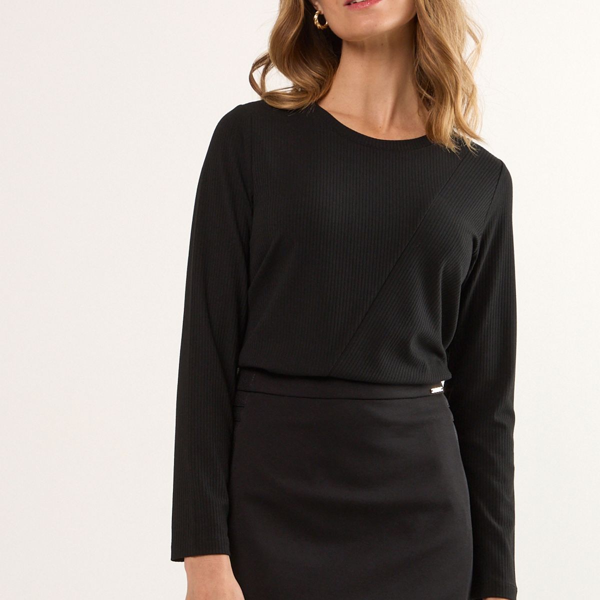 MA GRIFFE - Polera Manga Larga Mujer Negro Magriffe