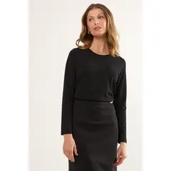 MA GRIFFE - Polera Manga Larga Mujer Negro Magriffe