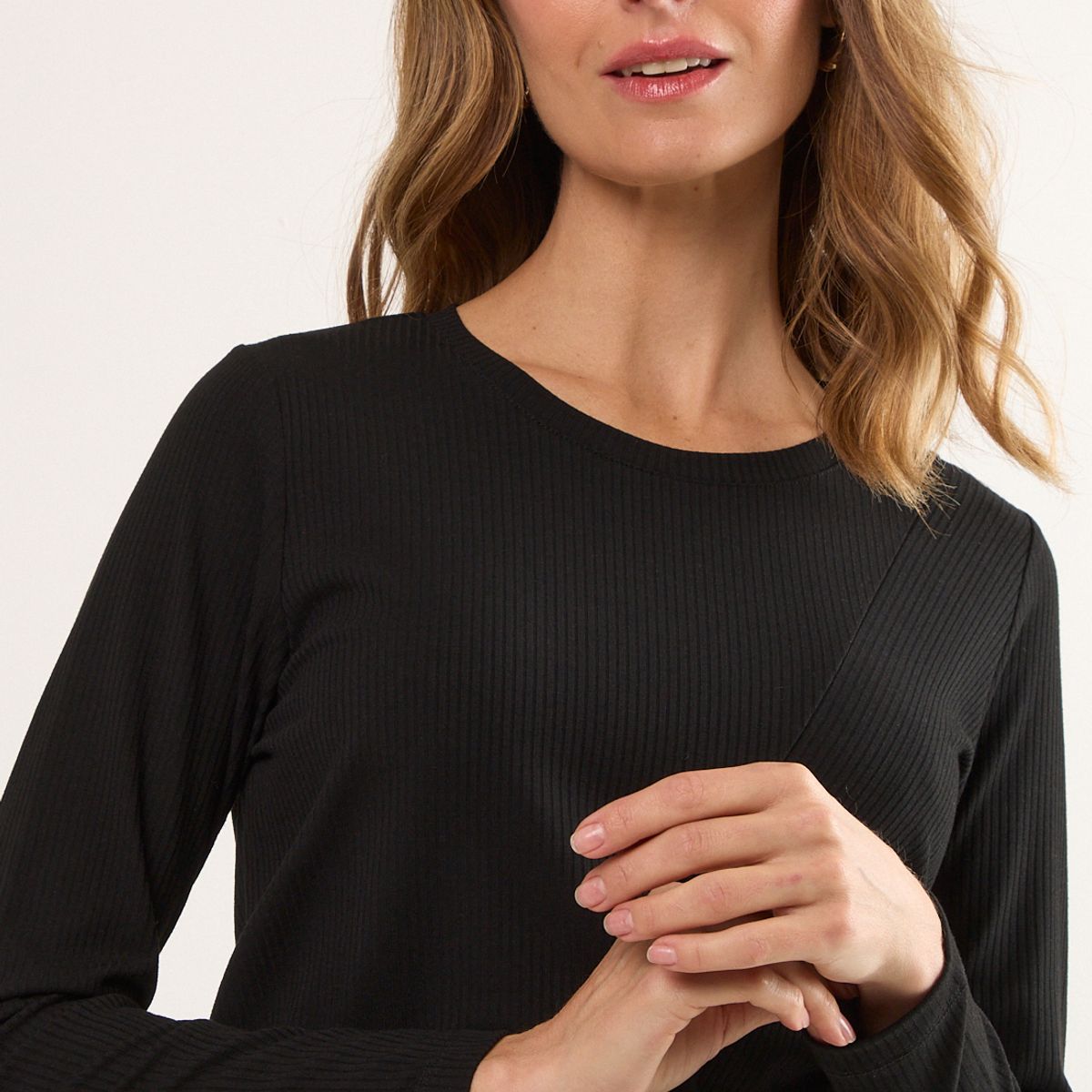 MA GRIFFE - Polera Manga Larga Mujer Negro Magriffe