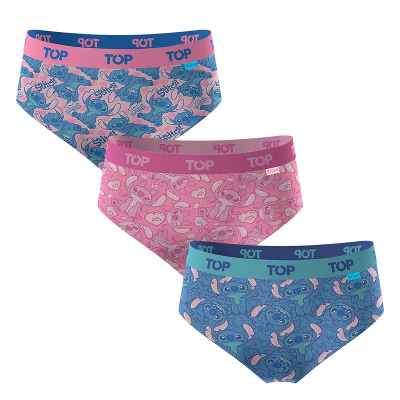 TOP - Calzón Pantaletas NIÑA Algodón Pack 3 Stitch C2 Top