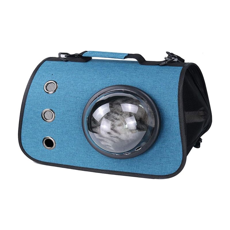 MARBEN PETS - Bolso Transporte Mascotas Pequeño 40x26x25cm Con Cupula Azul