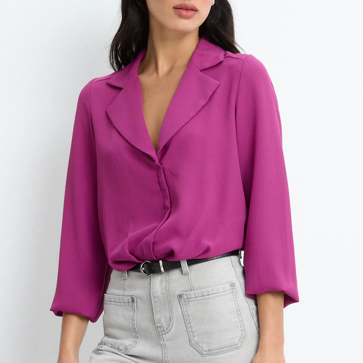 IO - Blusas Manga Larga Mujer Fucsia Io