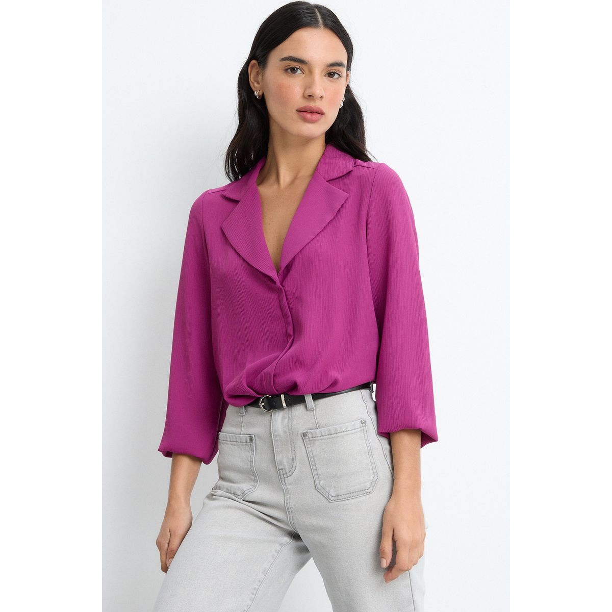 IO - Blusas Manga Larga Mujer Fucsia Io