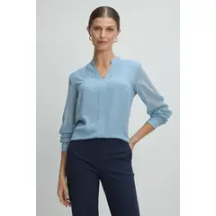 MA GRIFFE - Blusas Manga Larga Mujer Celeste Magriffe