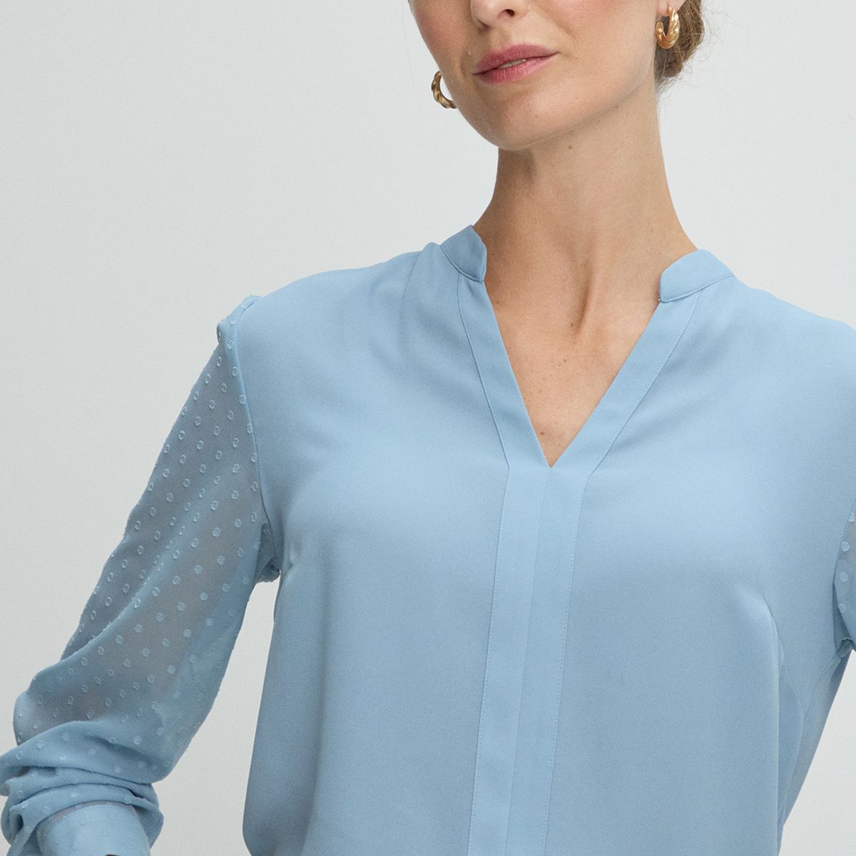 MA GRIFFE - Blusas Manga Larga Mujer Celeste Magriffe