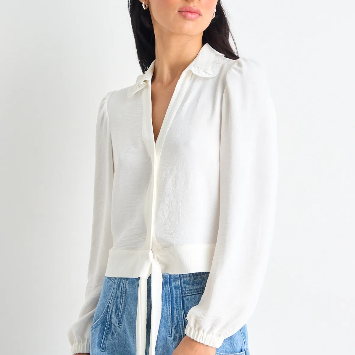 IO - Blusas Manga Larga Mujer Crudo Io