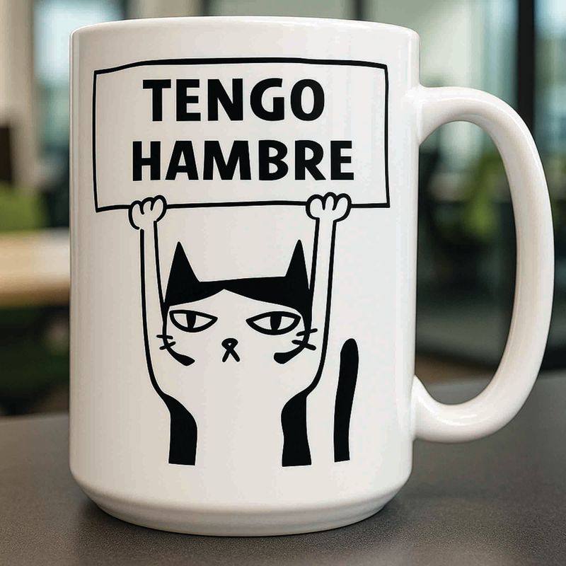 SM - Tazón Tengo Hambre Gato Meme 15oz  Tazas con Frases Graciosas
