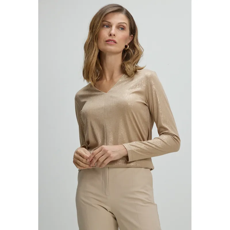 MA GRIFFE - Polera Manga Larga Mujer Beige Magriffe