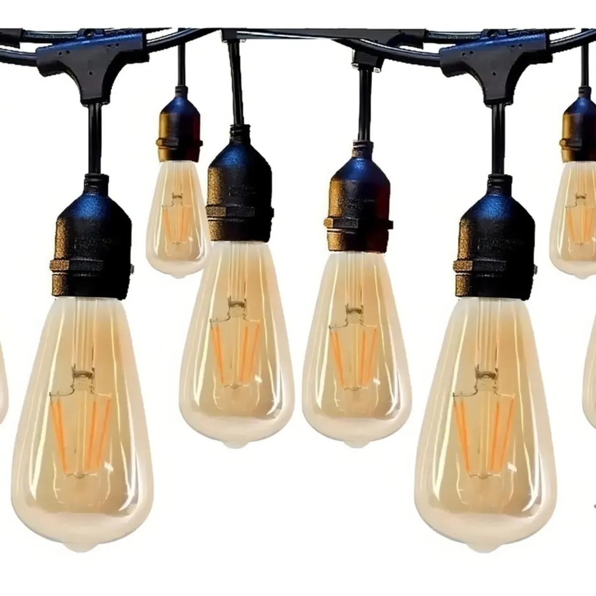IRM - Luces solares 10 metros 10 ampolletas led exterior vintage jardin terraza impermeable pro Figoimport