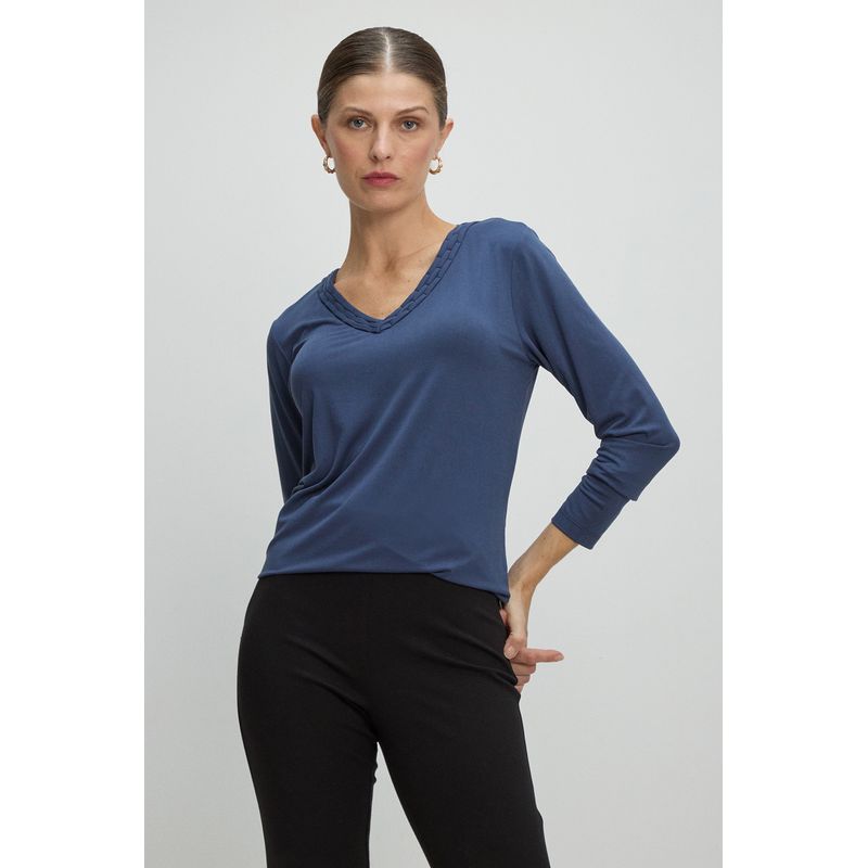 MA GRIFFE - Polera Manga Larga Mujer Azul Magriffe