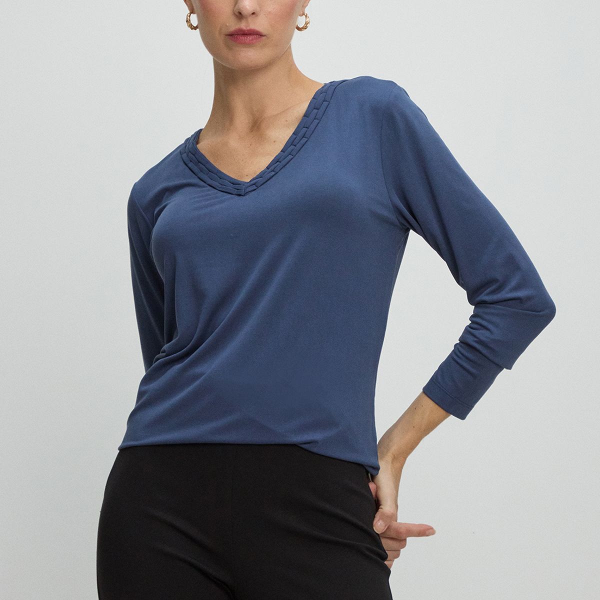 MA GRIFFE - Polera Manga Larga Mujer Azul Magriffe