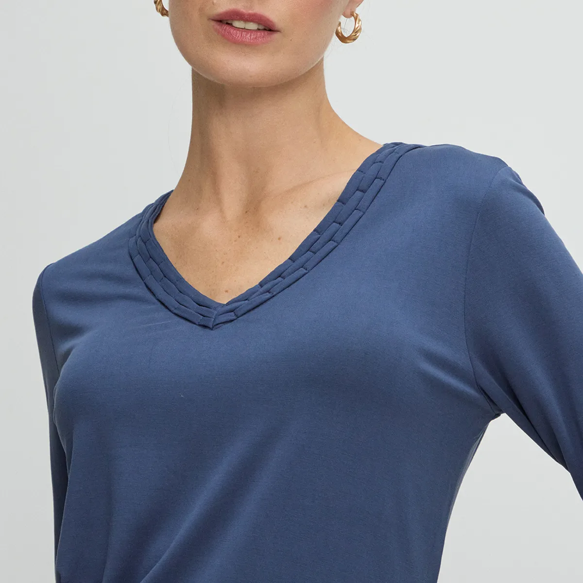 MA GRIFFE - Polera Manga Larga Mujer Azul Magriffe