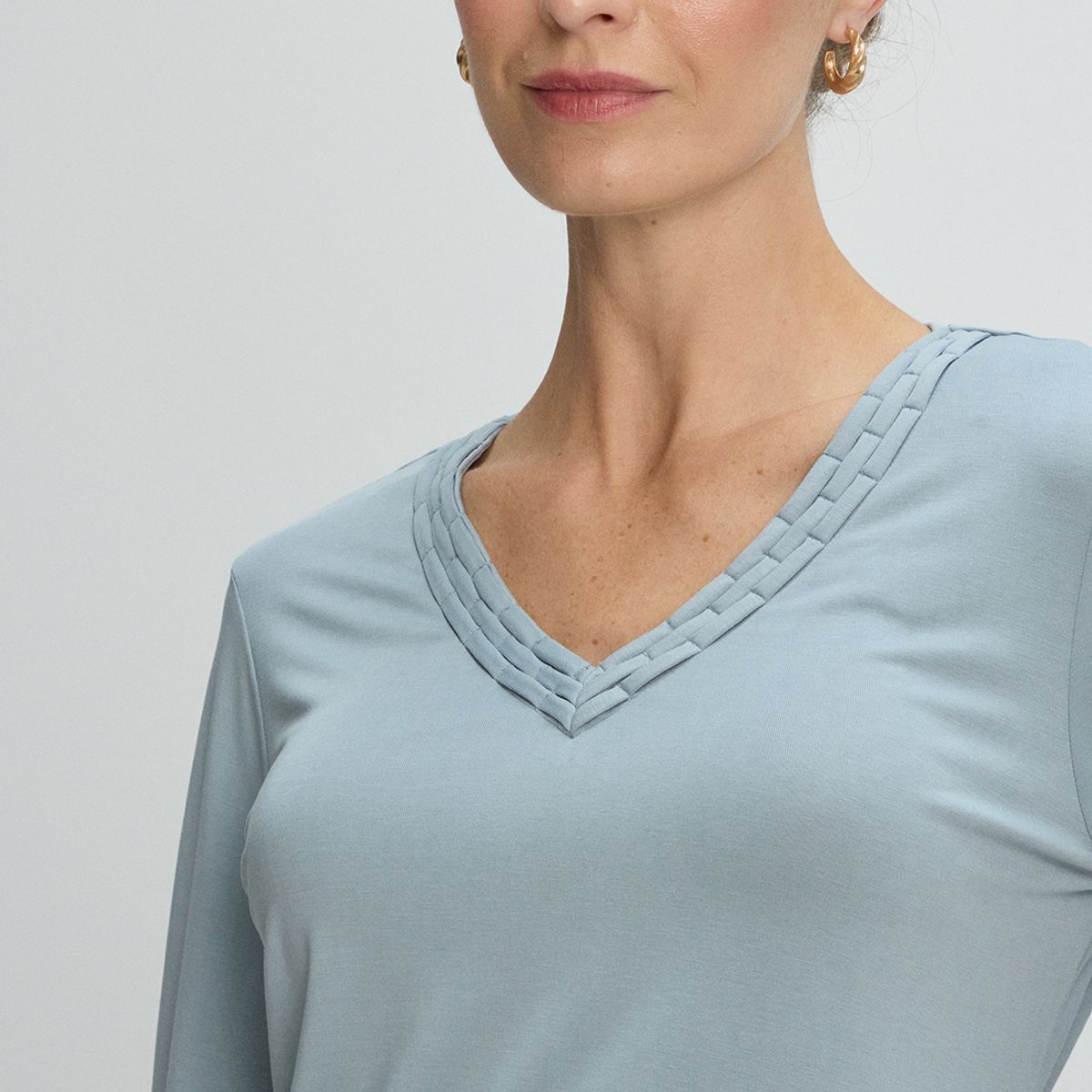 MA GRIFFE - Polera Manga Larga Mujer Celeste Magriffe