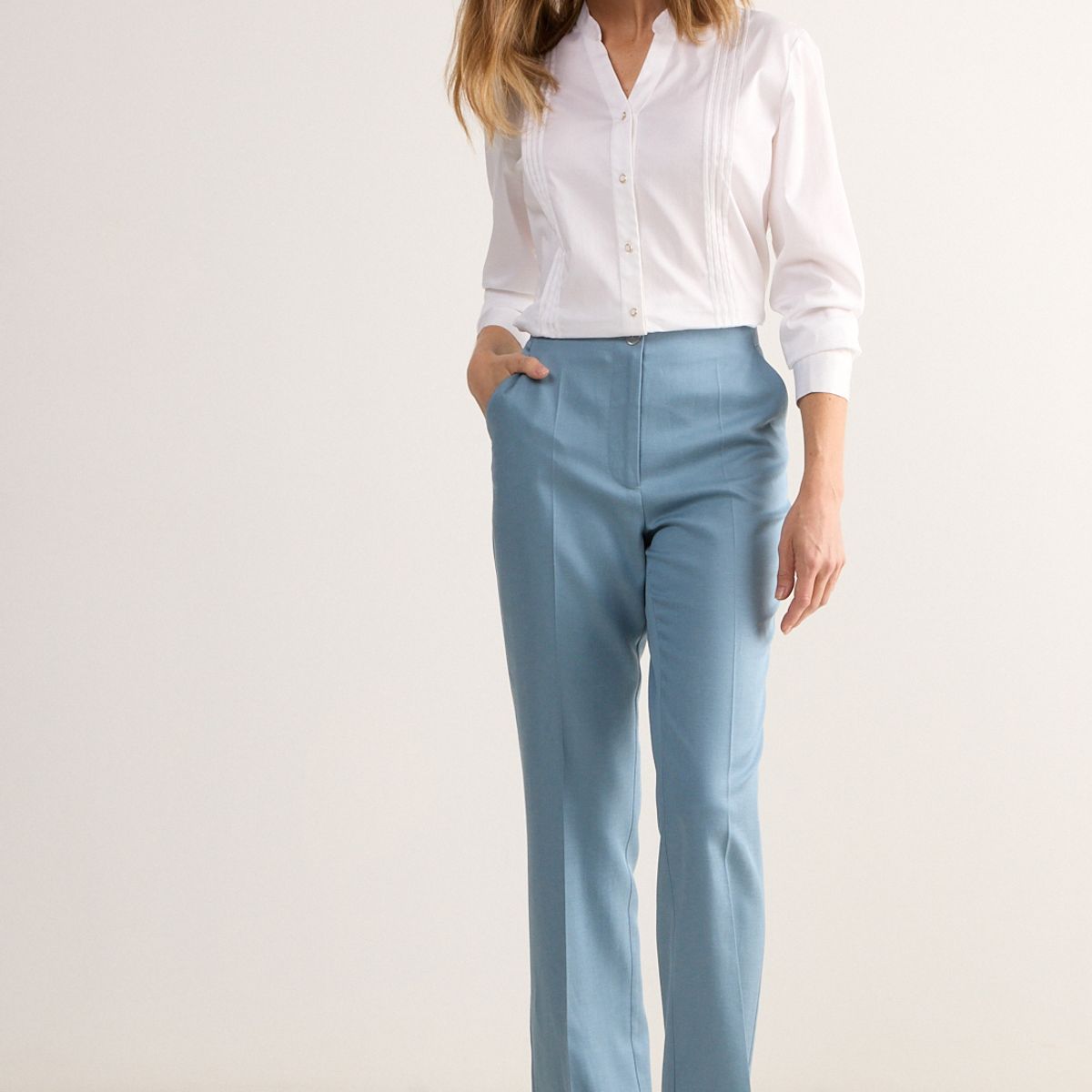 MA GRIFFE - Pantalon Mujer Celeste Magriffe