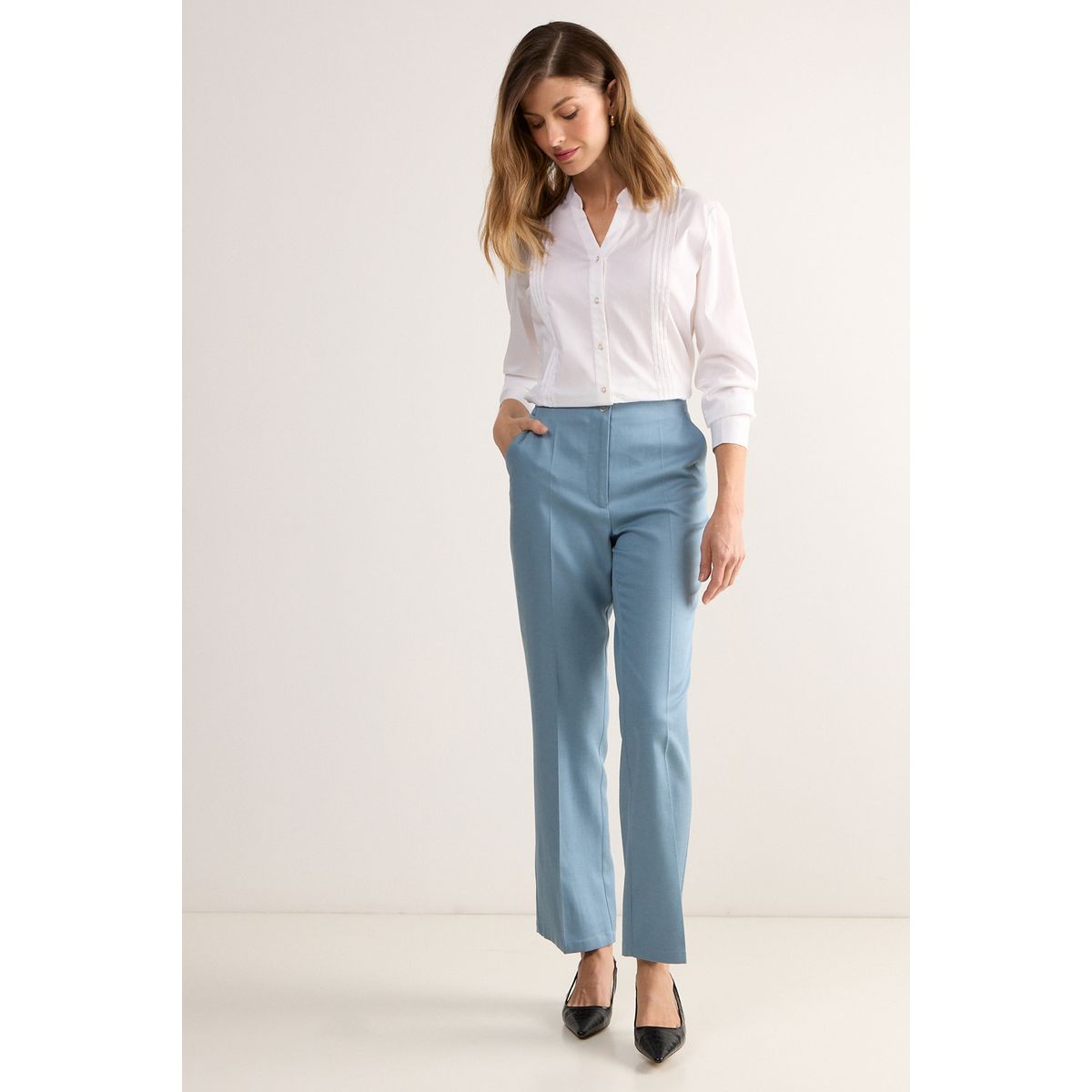 MA GRIFFE - Pantalon Mujer Celeste Magriffe
