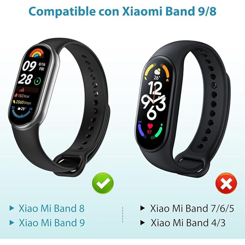 GENERICO - Correa Silicona Compatible Con Xiaomi Watch Mi Band 9 8 Blanco