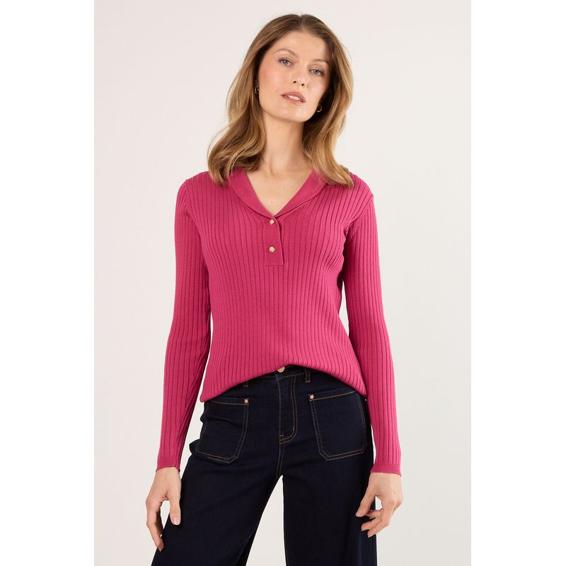 MA GRIFFE - Polera Manga Larga Mujer Fucsia Magriffe